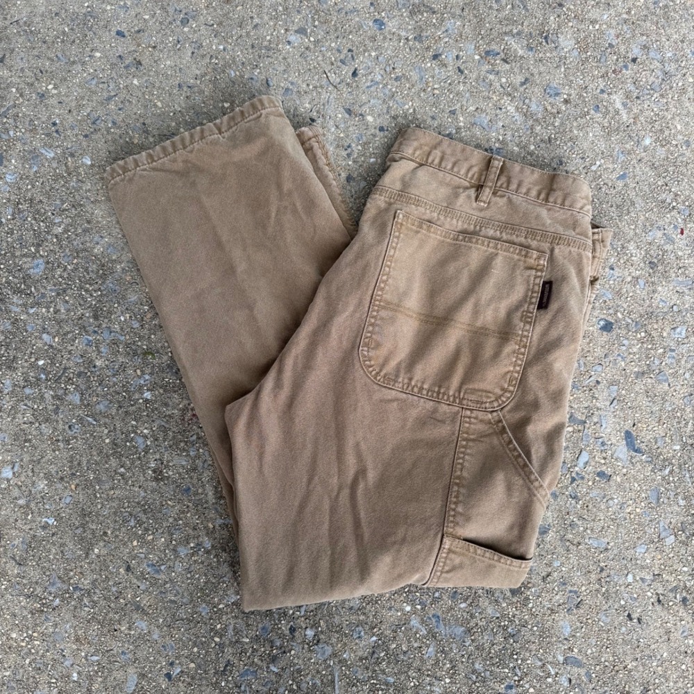 Wolverine‎ Mens Canvas Carpenter Pants Brown Blanket Lined Work Utility 38x30